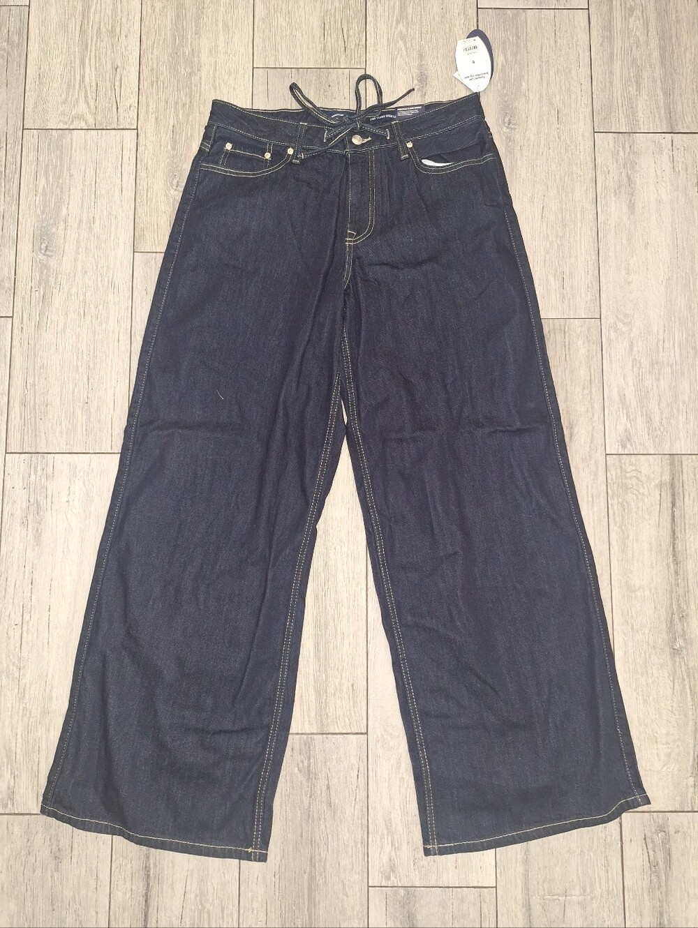 Scoop Relaxed Low Slung Wide Leg Jeans - Dark Blue